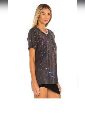 Roman Boyfriend Tee in Onyx & Neon Splatter